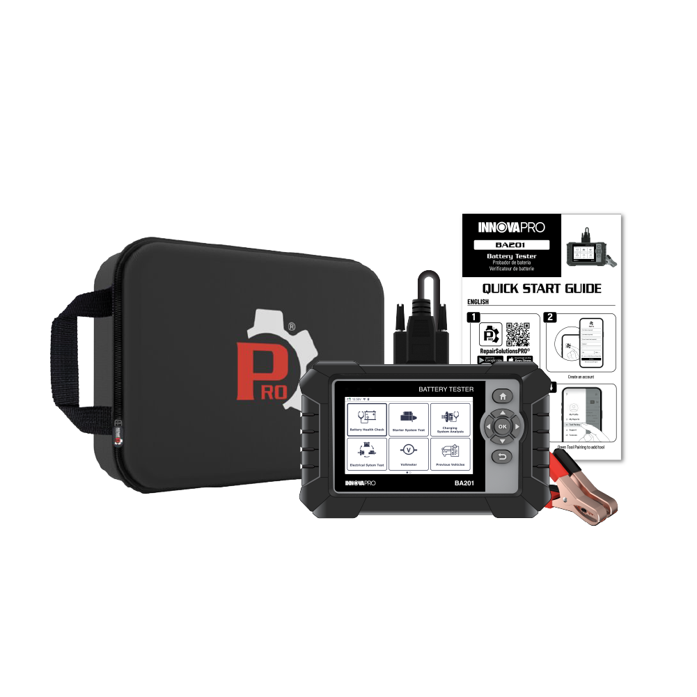 INNOVAPRO BA201 wireless diagnostic tablet kit with protective carrying case, clamps, and quick start guide