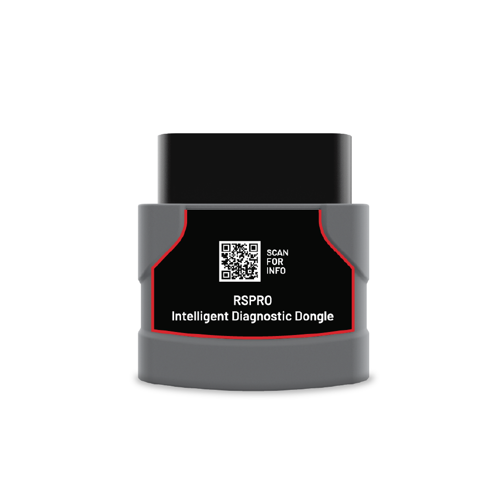 Back of the INNOVAPRO SDS10 diagnostic dongle with a QR code to scan for setup and product information