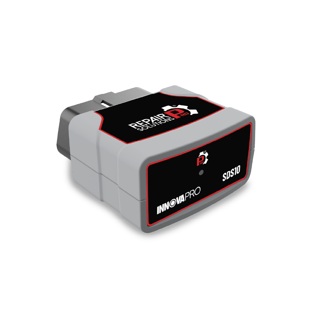 Side view of INNOVAPRO SDS10 wireless diagnostic scan tool featuring smart LED status indicators for Bluetooth connection